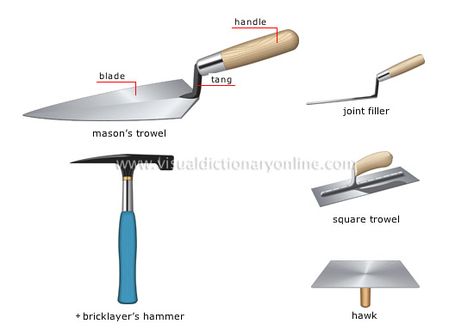 masonry tools - tools of the trade Stone Masonry Tools, Mason Tools, Bricklaying Tools, Brick Tools, Diy Pool Table, Mason Work, Garage Car Lift, Theater Rooms, Masonry Tools