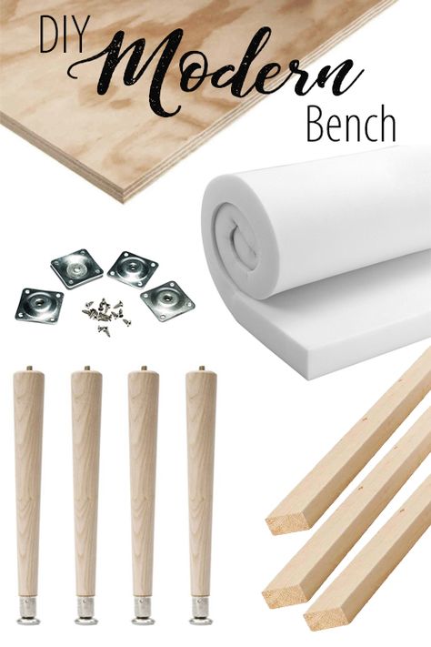 How to build a modern bench! #diy #bench #diybench #uphosteredbench #blackandwhite #blackandwhitebench #entryway #coatrack #mudroom Modern Bench Diy, Entryway Diy, Saved Money, Making A Bench, Bench Diy, Diy Entryway, Diy Bench, Fabric Boxes, Modern Bench