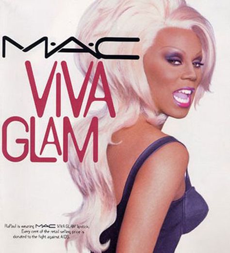 RUPAUL M·A·C COSMETICS VIVA GLAM I COLLECTION 1995 ADVERTISEMENT - the first and original Viva Glam Spokesmodel 1990s Makeup, Men's Makeup, Mac Face Charts, Mac Viva Glam, Viva Glam, Drag Makeup, Combo Skin, Rupaul Drag, Boy George