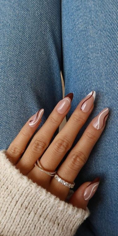 Shirt Simple Nails, September Nails Art, Round Nail Designs, Bow Nail Designs, Simple Fall Nails, September Nails, Fall Nail Trends, Christmas Nails Easy, Round Nails