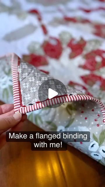 Mary Burroughs-Mayer on Instagram: "Re-sharing my flanged binding tutorial from last year! 🥰🥰  Make a flange binding with me!!   This is my #prettypoinsettiaquilt by @mysewquiltylife I tested last year. This pattern is already a little extra - the way Heather does so well 😍, and the prints I used from the #christmasmorning line of fabrics by @lellaboutique made it even more so (still wishing I had used a lower volume green but here we are). It’s been at the bottom of the #wippileofshame for awhile now, and when I pulled it back out the other day, I decided to embrace the extra and give it an epic binding! 🙌  I knew I wanted a stripe, but felt like it needed a buffer between that and the border print - *cue* the red flange!!   The link to the @missouriquiltco tutorial is still in my bio Flanged Quilt Binding Tutorial, Flange Binding Tutorial, Creative Quilt Binding Ideas, Flanged Binding, Flange Binding, Quilt Binding Tutorial, Quilt Borders, Quilt Tips, Binding Tutorial