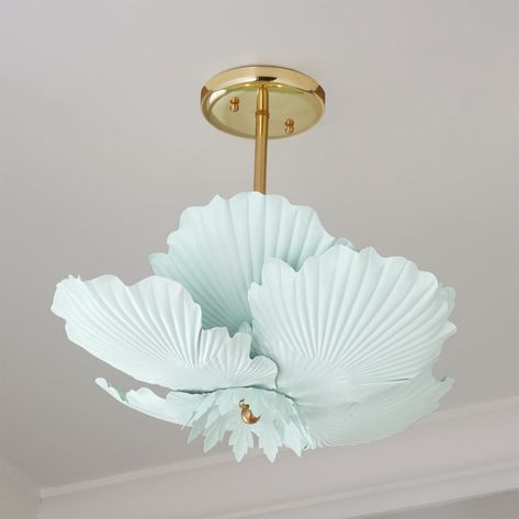 Flower Ceiling Light, Ny House, Decorative Ceiling Lights, Flower Ceiling, Coastal Style Decorating, Blue Lotus Flower, Ceiling Light Shades, Shades Of Light, Semi Flush Ceiling Lights