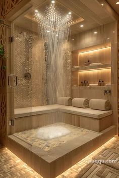 Dream Showers Master Baths, Bathroom Steam Shower Ideas, Fancy Showers Walk In, Walk In Shower Bathroom Ideas, Big Showers, Bilik Air, Bathroom Decor Luxury, Bathroom Design Decor, Spa Room