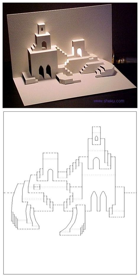 Architecture Origami, Kirigami Templates, Small Castle, Origami Architecture, Pop Up Card Templates, Kraf Kertas, Paper Architecture, Origami And Kirigami, Paper Engineering