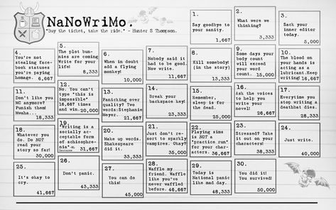 NaNoWriMo Calendar by reapthebeauty on deviantART Nanowrimo Calendar, Nanowrimo Bullet Journal, Nanowrimo Prep, Nanowrimo Inspiration, Camp Nanowrimo, National Novel Writing Month, Me And My Bestie, Writing School, A Writer's Life