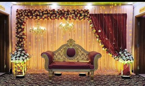 Mini Stage Decoration, Indian Reception Decor Stage, Marriage Background Decoration, Engagement Background Decoration Indian, Simple Stage Decorations Wedding Backdrop Ideas, Indian Reception Stage Decoration Backdrops, Engagement Decorations Indian Stage, Marriage Decoration Stage, Engagement Background Decoration