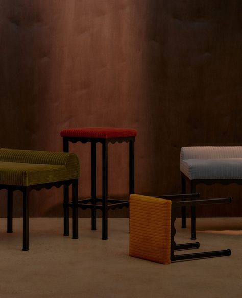 The whole Bellini family 👋🏽 ⁠ ⁠ Taking its name from the classic Bellini cocktail, first invented at Harry’s Bar in Venice’s Hotel Cipriani, this collection is a nod to old-world glamour and hospitality. ⁠ ⁠ Upholstered bistro-style bench seats are the hero of the range, which extends to bar stools, low café stools, coffee, and side tables. ⁠ ⁠ 📷 @haydncattach @piercarthew @jesskneebone Cafe And Bar, Bench Seats, Bistro Style, Designer Bar Stools, The Local Project, High Stool, Stool Design, Low Tables, Bellini