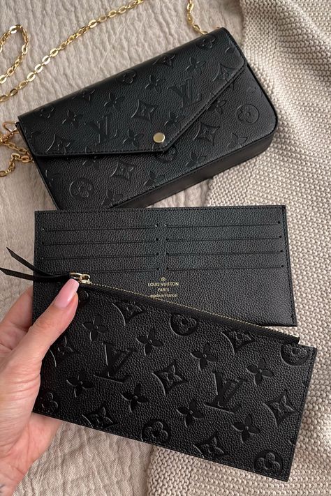 Louis Vuttion Pochette, Louis Vuitton Felicie Pochette Black, Black Luis Viton Bag, Disgner Bag, Louis Vuitton Black Purse, Louis Vuitton Dhgate, Louis Viouton Purse, Louis Vuitton Purse Aesthetic, Pochette Felicie Louis Vuitton