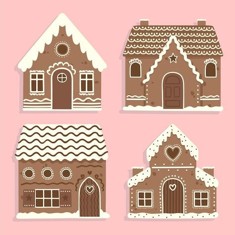 Gingerbread House Clipart, Pink Ginger, Christmas Gingerbread House, House Illustration, Cardboard Art, House Vector, Gingerbread Houses, Grinch Christmas, Vector Hand