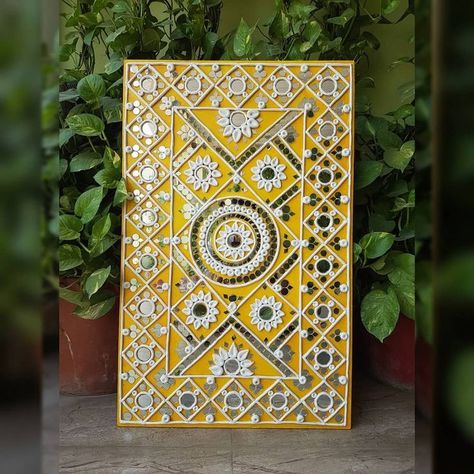 Lippon art in 2022 | Diy art painting, Clay wall art, Handmade wall art Lippan Art Mirror Wall Decor Ideas, Indian Mirror Art, Limpan Art Designs, Lippan Art Mirror Wall Decor, Clay And Mirror Craft, Traditional Wall Art Indian, Lip Pan Art, Lippan Art Mirror Wall, Mirror Art Work