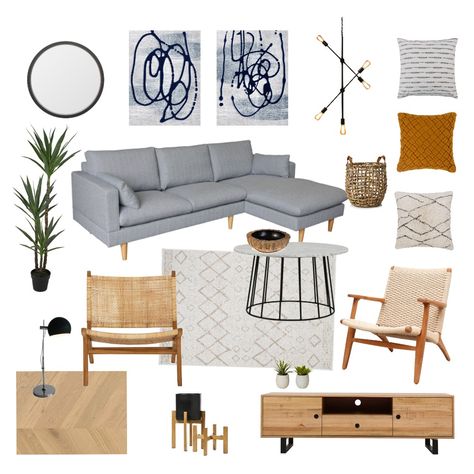 Grey Blue Couch Living Room, Grey Sofa Interior, Light Grey Sofa Living Room Ideas, Sofa Interior Design, Blue Couch Living, Mood Board Living Room, Interior Design Living Room Modern, Grey Sofa Living Room, Sofa Interior