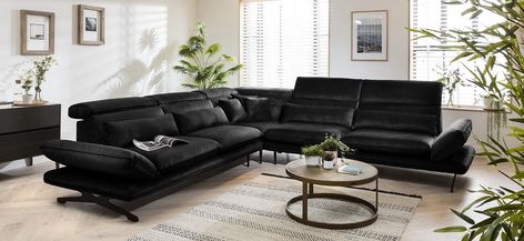 Black sofa living room decor