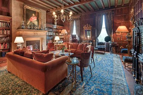 973 Fifth Ave. in Lenox Hill : Sales, Rentals, Floorplans | StreetEasy Rustic Maximalist, Stanford White, Library Designs, Lenox Hill, Staircase Wall, Beautiful Library, Gathering Room, Victorian Mansions, Street House