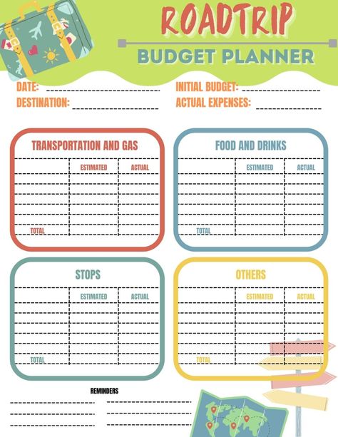 How To Plan A Road Trip On A Budget, Road Trip Budget Planner, Vacation Budget Template, Budget Planner App, Road Trip Organization, Road Trip On A Budget, Travel Budget Planner, Butterfly Food, Road Trip Planner