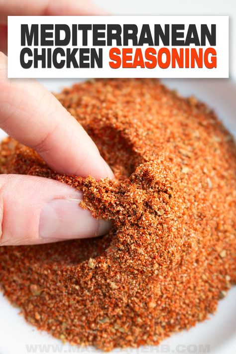 Mediterranean spices and herbs are combined into a seasoning blend to enhance your chicken flavors. 6 ingredients to mix this together. www.MasalaHerb.com Tumeric Seasoning Blend, Mediterranean Seasoning For Chicken, Homemade Chicken Seasoning, Mediterranean Chicken Seasoning, Mexican Chicken Seasoning, Mediterranean Spice Blend, Best Chicken Seasoning, Seasoning For Chicken, Chicken Seasoning Recipes