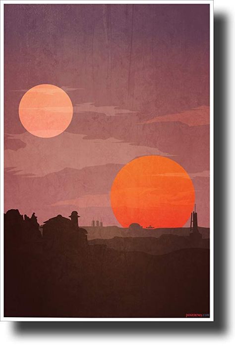 Star Wars Mural, Star Wars Poster Art, Sunset Paintings, Star Wars Wall Art, Star Wars Planets, Star Wars Painting, Star Wars Decor, Unique Poster, Cover Paper