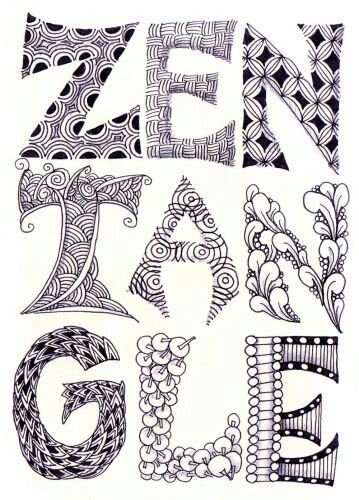 Zentangle Lettering, Zantangle Art, Name Bunting, Popular Trends, Tangle Doodle, Zentangle Designs, Doodle Inspiration, Tangle Art, Tangle Patterns