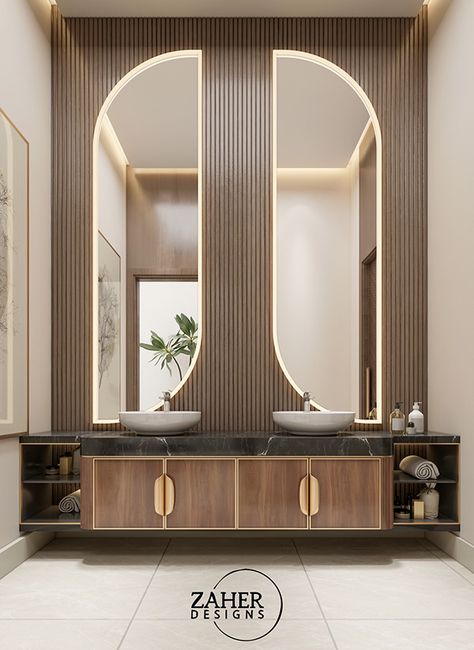 Modern Luxury Bathroom Vanity Design, Basin Counter Design Modern, Toilet Mirror Design, 2 Vanity Bathroom Ideas, Luxury Bathroom Vanity Design, Washroom Vanity Designs, Vanity Ideas Bathroom, Vanity Design Ideas, Men Majlis