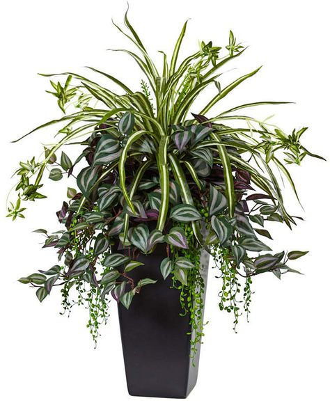 Tower Planter, Black Tower, Wandering Jew, Container Garden Design, نباتات منزلية, Potted Plants Outdoor, Spider Plant, Container Gardening Flowers, Flower Pots Outdoor