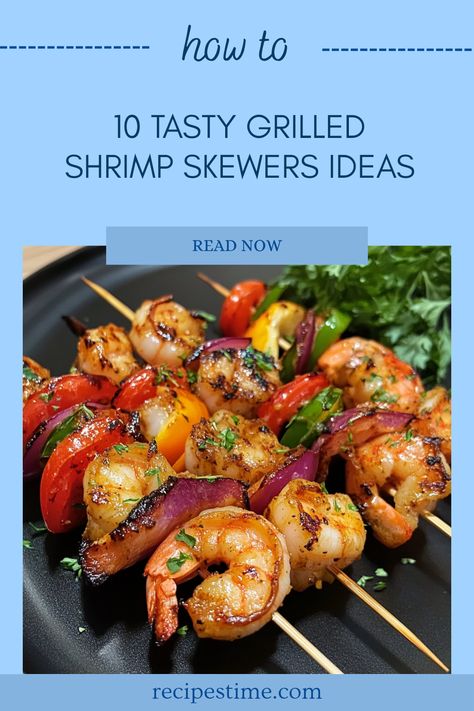 Get ready to fire up the grill with these 10 mouthwatering grilled shrimp skewers recipes! Perfect for summer barbecues or a quick weeknight dinner, these straightforward dishes are bursting with flavor. From spice-infused marinades to zesty lemon drenches, each recipe adds a delicious twist to juicy shrimp. Whether you're grilling for a family gathering or just a cozy meal at home, these shrimp skewers will impress everyone and leave them asking for more Seafood Skewers Grilled, Shrimp Kebab Recipes, Shrimp Skewers Grill Kabob Recipes, Shrimp Skewers Grill, Skewers Ideas, Seafood Skewers, Shrimp Brochette, Bbq Christmas, Skewers Recipes