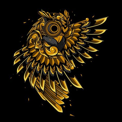 Gold owl doodle ornament illustration, t... | Premium Vector #Freepik #vector #background #abstract-background #poster #vintage Tattoo Tshirt Design, Owl Doodle, Tattoo Tshirt, Ornament Illustration, Owl Posters, Gold Owl, Owl Artwork, Illustration Tattoo, Animal Illustration Art