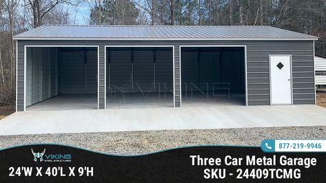 Custom Metal Buildings, Deck Stair Railing, Garage Shop Plans, Metal Garage Buildings, Diy Carport, Metal Shop Building, Car Shed, Backyard Garage, Building A Pole Barn