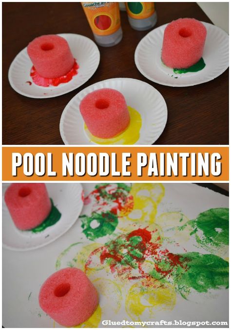 Painting With Pool Noodles, Summer Kick Off Crafts For Kids, End Of The Summer Crafts, End Of Summer Fun Preschool, Summer Crafts For Kindergarteners, Summer Activities For Preschoolers Daycare, Pool Noodle Sensory Bin, Summer Crafts For Two Year Olds, Pool Crafts For Toddlers