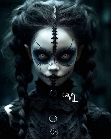 Viking Makeup, Creepy Baby Dolls, Creepy Halloween Makeup, Dark Fantasy Artwork, Gothic Fantasy Art, Creepy Pictures, Horror Tattoo, Dark Art Tattoo, Dark Art Drawings