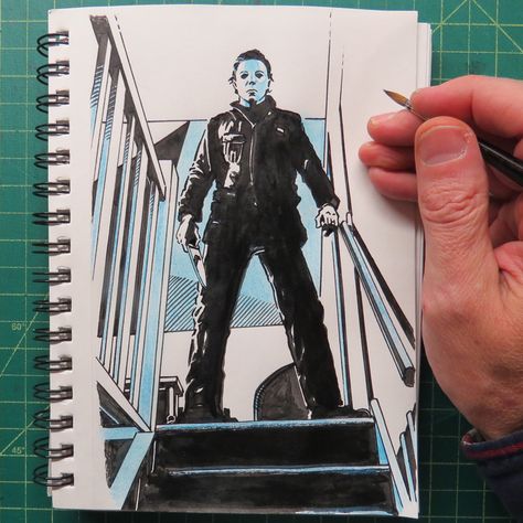 Michael Myers Sketch, Michael Myers Drawing, Mouse Drawings, Face Challenge, Halloween Franchise, Mike Myers, Scary Drawings, Marvel Tattoos, Posca Marker