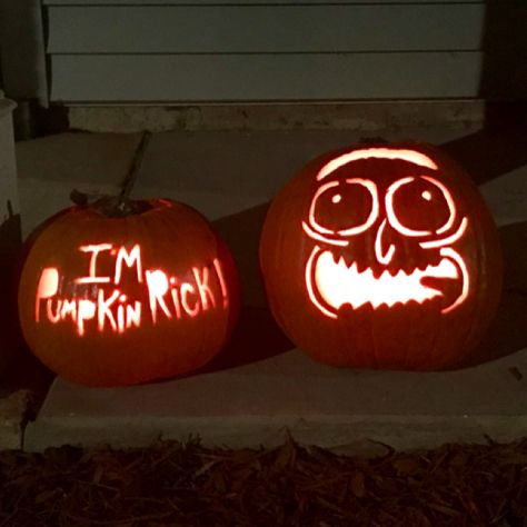 Pumpkin Rick - Rick and Morty Pumpkin Carving Ideas Rick And Morty, Rick Pumpkin Carving, Rick And Morty Pumpkin Carving, Pickle Rick Pumpkin, Rick And Morty Pumpkin, Funny Pumpkin Carving Ideas, Rick And Morty Birthday, Cool Pumpkin Carving Ideas, Cool Pumpkin Carving