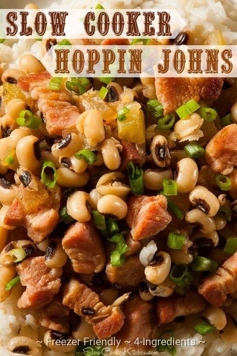 Slow Cooker Hoppin John, Black Eyed Peas And Ham Recipe, Southern Hoppin John Recipe, Black Eyed Peas Recipe Crock Pot, Blackeyed Pea Recipes, Hoppin John Recipe, Black Eyed Peas Recipe, Bean Dishes, Hoppin John