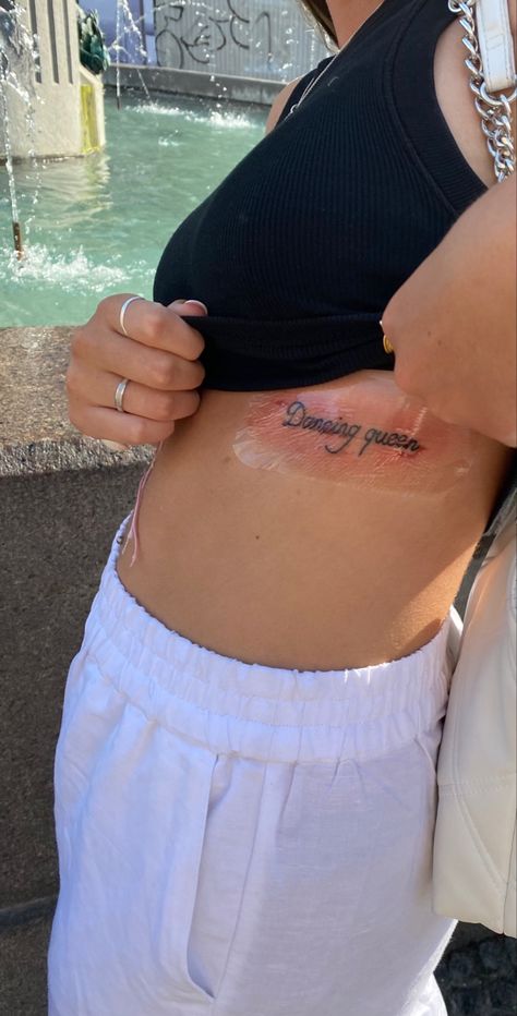 Dancing Queen Tattoo, Mama Mia Tattoo, Mamma Mia Tattoo, Abba Tattoo, Mia Tattoo, Dainty Tattoo Ideas, Golden Tattoo, Dainty Tattoo, Healthy Coping Skills