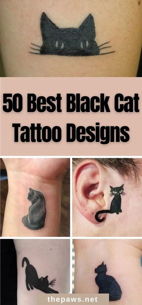 If you are looking for a black cat tattoo design idea, then look no further because we've gathered up 50 best black cat tattoos for you! Small Cat Silhouette Tattoo, Simple Black Cat Tattoo Designs, Small Black Cat Tattoo Silhouette, Two Black Cat Tattoo, Cute Cat Tattoo Designs, Black Cat Head Tattoo, Cat Tatoos Small Simple, Small Black Cat Tattoo Simple, Black Kitten Tattoo