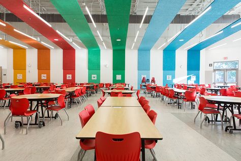 Arlington Public Schools Abingdon Elementary School Cafeteria, Arlington, VA | photo credit Susan Kalergis | 2RW Constultants Elementary Cafeteria, Elementary School Cafeteria, Canteen Design, Cafeteria Design, School Canteen, Auditorium Design, Church Interior Design, Youth Center, School Interior