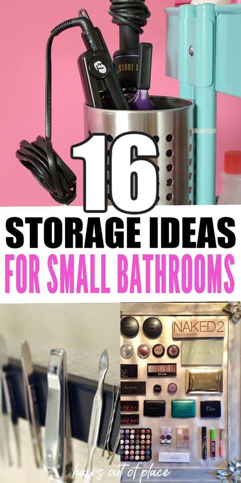 Here are 16 awesome DIY bathroom storage ideas that are the ideal way to not only provide bathroom storage for your small bathroom but also save you money! You will love these clever ideas to make your small bathroom space work and be inexpensive. Very Small Bathroom Storage Ideas, Small Bathroom Toothbrush Storage, Qtip Storage Ideas Bathroom, Hair Care Storage Ideas, Small Bathroom Makeup Storage, Qtip Storage Ideas, Bathroom Storage Ideas For Small Spaces, Bathroom Toothbrush Storage, Bathroom Makeup Storage