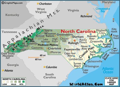 detailed map of North Carolina which came into the union on Nov. 21, 1789 and the capital is Raleigh Map Of North Carolina, Geography Facts, Chesapeake Virginia, North Carolina Map, North Carolina Travel, John Charles, North Carolina Mountains, North Carolina Homes, New River