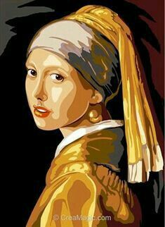 Portraits Pop Art, Wpap Art, Monochromatic Art, Girl With A Pearl Earring, Posca Art, Pop Art Portraits, Famous Art, Pearl Earring, Diy Canvas Art Painting