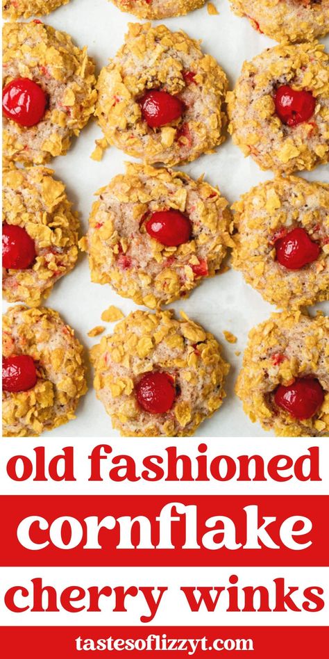 Cherry Winks Cookie Recipe, Cherry Winks, Raisin Filled Cookies, Cornflake Cookies, Snowball Cookie Recipe, Soft Cookies, Cherry Cookies, Pecan Cookies, Filled Cookies