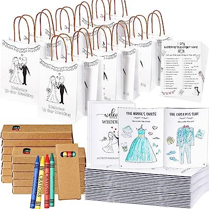 Gueevin 48 Pcs wedding Activities for Kids Coloring Books Individually Packaged Wedding Coloring Books and Crayons, Wedding Gift Goodie Bags and Scavenger Hunt Sheets for Kids Wedding Games Favors Kids Wedding Games, Wedding Activities For Kids, Books Watercolor, Wedding Games For Kids, Kids Table Wedding, Watercolor Pens, Books Wedding, Kids Wedding Activities, Kids Wedding