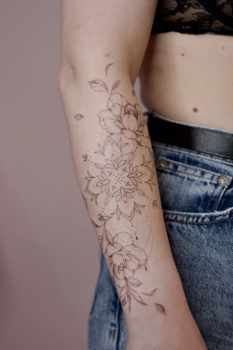 Tattoo Pricing Demystified: How Much Should You Expect to Pay? | by Anastasiia Koviazina | Sep, 2023 | Medium Cherry Blossom Tattoo Shoulder, Tattoo Pricing, Mandala Arm Tattoos, Lower Arm Tattoos, Sketchy Tattoo, Floral Mandala Tattoo, Floral Tattoo Shoulder, Tiny Wrist Tattoos, M Tattoos