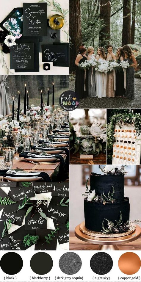 Black and Green Wedding Color Combos, Wedding Colour Palette Dark Wedding Theme, Wedding Color Scheme, Wedding Color Palettes, Wedding Reception Table Decorations, Wedding Color Combos, Reception Table Decorations, Green Wedding Colors, Reception Tables, Winter Wedding Colors