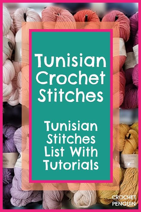 Want a list of #Tunisiancrochetstitches? I've got you covered! Here is my #Tunisianstitch guide with free #crochetpatterns and video tutorials to try! https://crochetpenguin.com/tunisian-stitches/ Tunisian Knitting, Knit Stitch Patterns Free, Tunisian Crochet Free, Tunisian Stitches, Basket Weave Crochet, Double Ended Crochet, Crochet Tunisian, Tunisian Crochet Pattern, Crochet Penguin