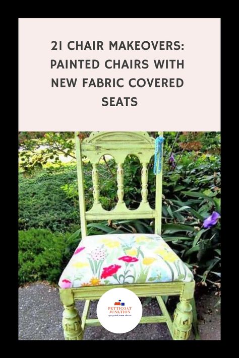 Recover Kitchen Chair Seats, Recovering Dining Room Chairs Fabrics, Painted Wood Chairs Ideas, Dining Chair Makeover Upholstery, Kitchen Chair Makeover, Redo Dining Chairs, Painting Old Chairs, French Chair Makeover, Recovered Dining Chairs