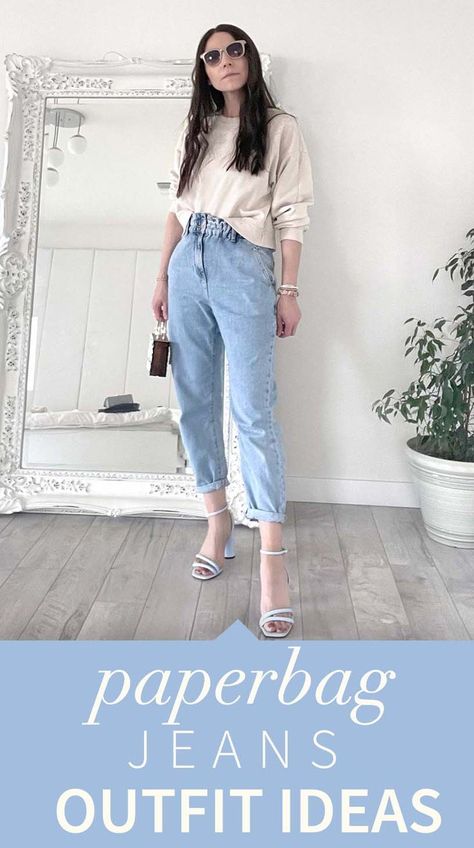 Zara Baggy Jeans Outfit, Paperbag Jeans Outfit Casual, Paperbag Jeans Outfit Summer, Baggy Paperbag Jeans Outfit, Zara Paperbag Jeans Outfit, Paper Bag Jeans Outfit, Paperbag Jeans Outfit, Baggy Jeans Styling, Paperbag Pants Outfit