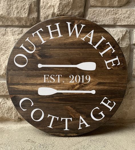 Cottage established sign Cottage family name sign Round family name sign Circle sign Cottage sign Paddle sign Ore sign Cnc Signs, Cottage Family, Cottage Names, Lodge Signs, Airbnb Ideas, Cnc Router Projects, Lake Ideas, Wood Lake, Router Projects