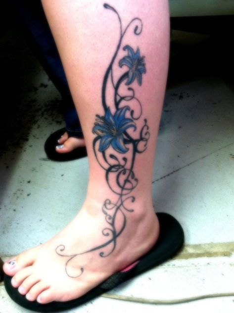 calf+tattoos+for+women | Lily Tattoos – Ideas, Meaning  Lily Tattoo Designs Lily Tattoo Design, Lower Leg Tattoos, Lily Flower Tattoos, Flower Tattoo Meanings, Maori Tattoos, Flower Tattoo Shoulder, Flower Tattoo Arm, Flower Tattoo Sleeve, Leg Tattoos Women