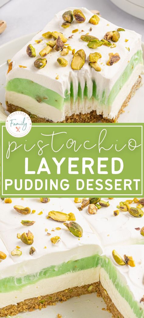 Pistachio Pudding Dessert With Oreo Crust, Pistachio Pudding Desserts Layered, Pistachio Pudding Cool Whip Dessert, Recipes Using Instant Pistachio Pudding, Pistachio Lush Dessert Recipes, Pistachio Graham Cracker Crust, Layered Pistachio Dessert, Pistachio Squares Recipe, Heavenly Cherry Pistachio Cheesecake