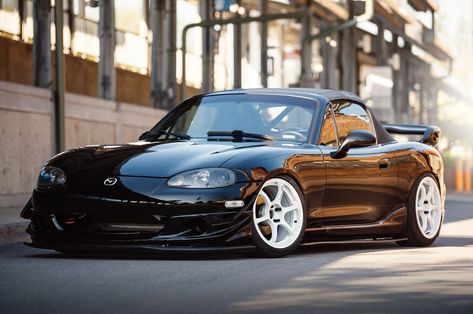 Turbo 1999 Mazda Miata: Sticking To What You Know 1999 Mazda Miata Mx5, Nb1 Miata, Mazda Miata Aesthetic, Nb Mx5, Black Miata, Miata Mods, Nb Miata, Miata Car, Mazdaspeed Miata