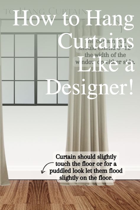 Designing with curtains is an art form - and one that can transform a room! If you want to add a touch of style and sophistication to your home, learning how to hang curtains like a designer is the perfect way to take your space to the next level. From measuring and installation to choosing the perfect hardware, this guide will provide you with all the essential information you need to make the most of your window treatments and create a beautiful, personalized look. Height Of Curtain Rod, How To Hang Curtains To Make Room Bigger, How To Hang Long Curtains, Curtains Living Room How To Hang, High Ceiling Window Curtains, Curtain Rod Placement Bedrooms, How Wide To Hang Curtain Rods, Curtains Length Guide, Proper Way To Hang Curtains