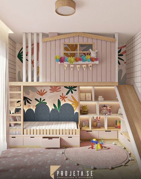 Aesthetic Kids play room beautiful decor with play area and small bed design inspiration 2 Children Bedroom, Gender Neutral Kids Room, Kids Rooms Shared, Kids Playroom Decor, Kids Bedroom Inspiration, Kids Bedroom Designs, Kids Room Inspiration, Kids Interior Room, Baby Room Design